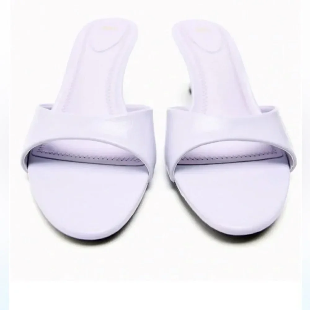 ZARA NEW WOMAN HEEL MULES SHOES LAVENDER SIZE 39